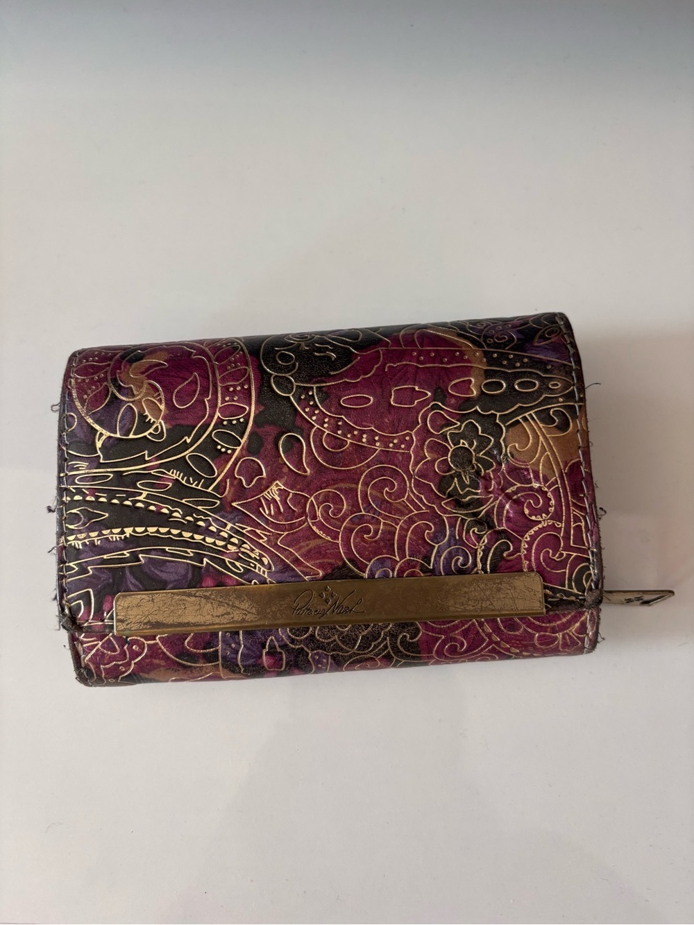 Patricia Nash Women Bags Fold-Over Wallet Clutch in Burgundy and Gold